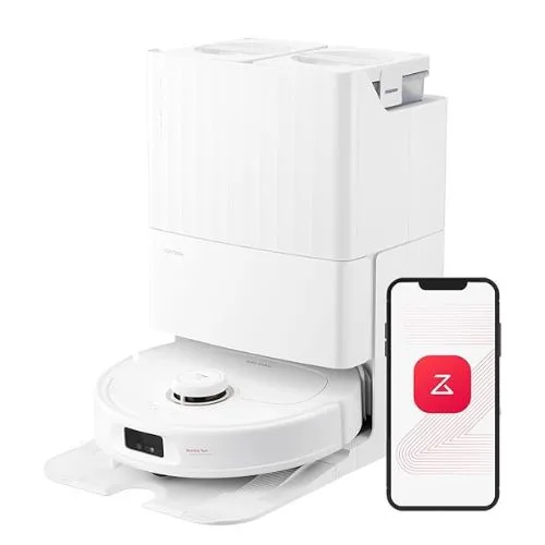 Roborock Qrevo MaxV Robot Vacuum, 7000Pa Suction, Auto Tank Refilling, Auto Dust Emptying, Double Spinning Mop, Reactive Tech Obstacle Avoidance, White