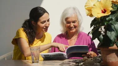 two women talking