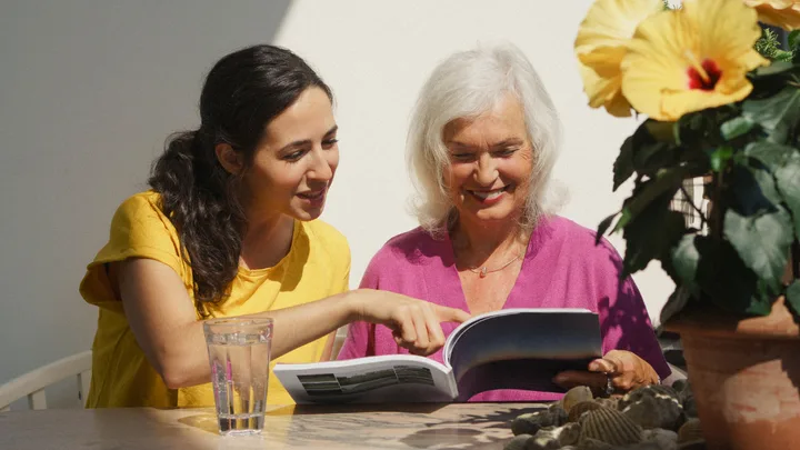 two women talking