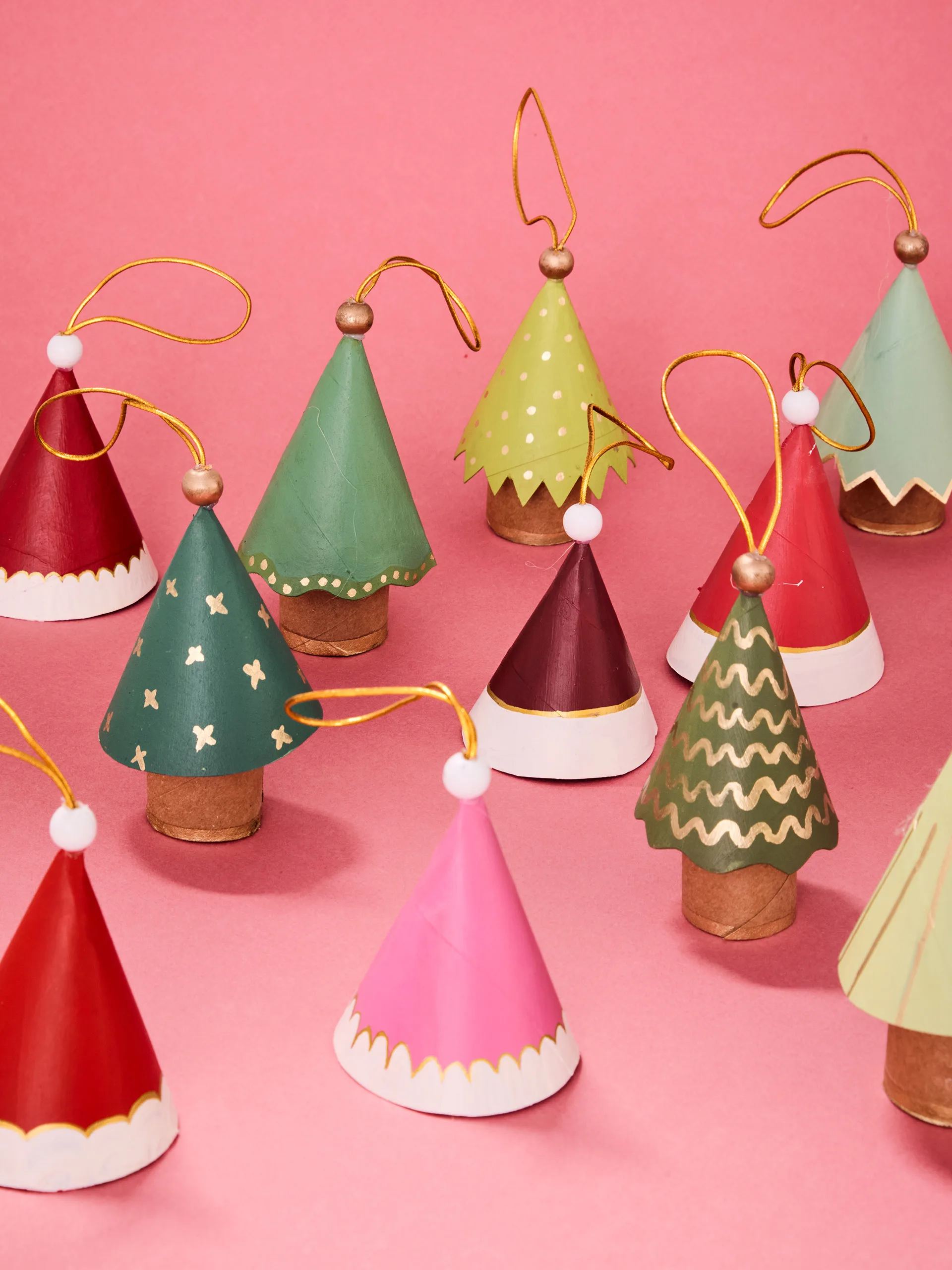 Christmas santa hats and trees. Photography by Lauren Trompp