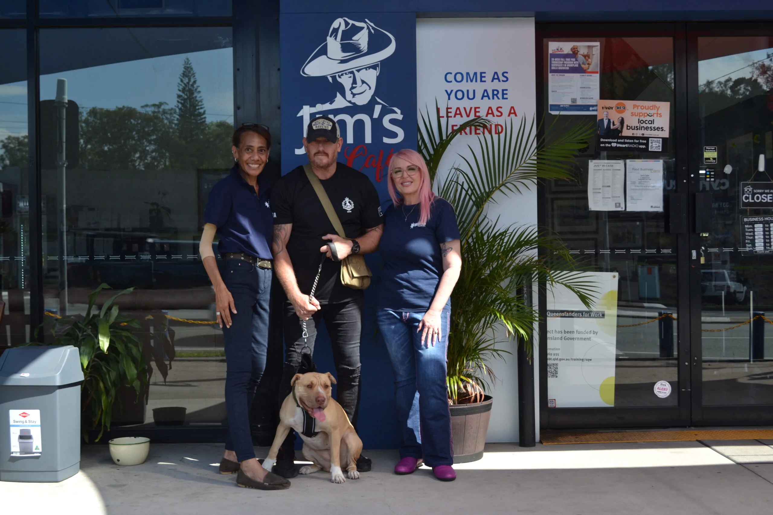 Lisa and Phil with Kim Shaw at a Wounded Heroes Australia Veteran Centre. Photo: Supplied.