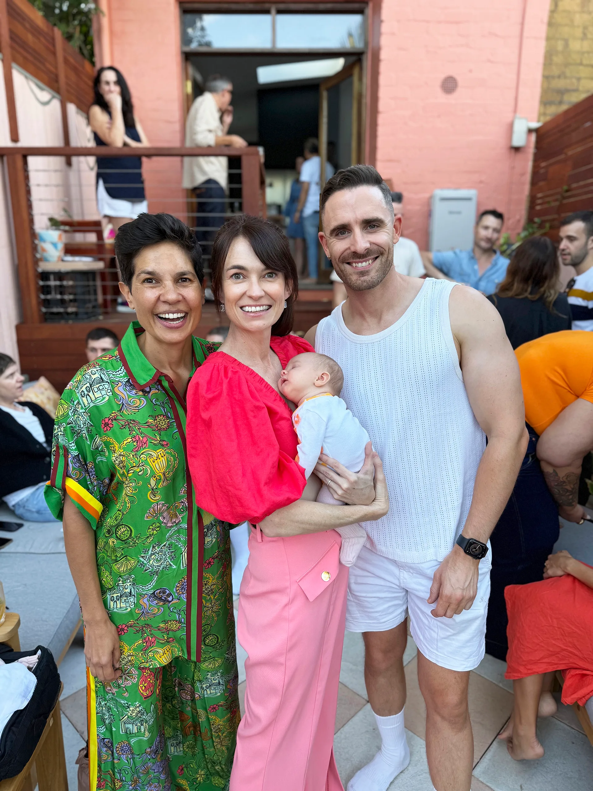 Narelda Jacobs and Karina Natt with their friend Mitch Swanson, who is Sanna&rsquo;s dad. Photo provided.