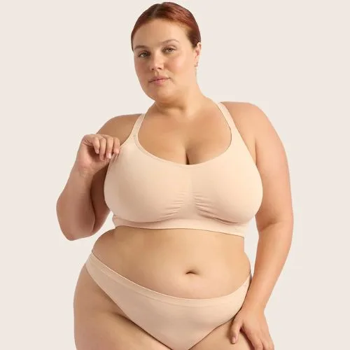 Boody Full Bust Wireless Racerback Bra in shell colour