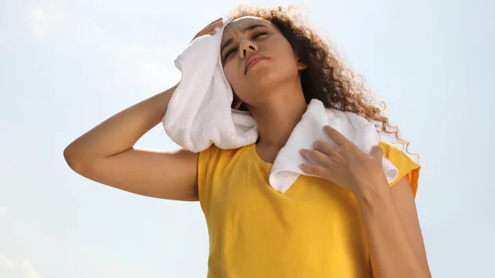 Woman in hot weather summer