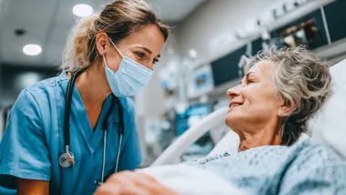 Sick woman in hospital