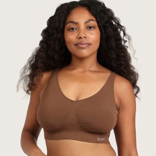 Boody Seamfree Padded Crop Bra in clove colour