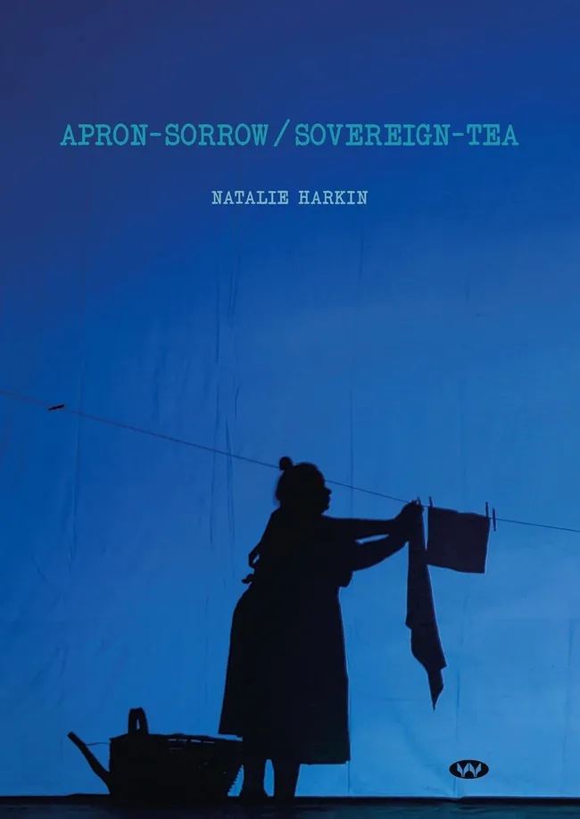 stella prize nominee book cover, blue-toned photo of a woman hanging washing on a line