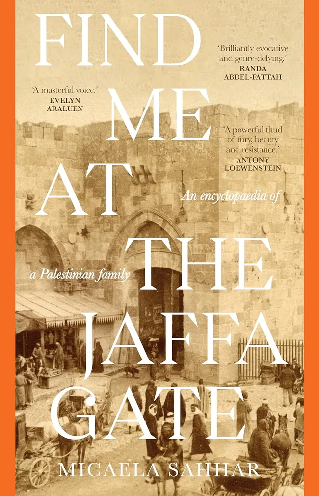 stella prize nominee book cover, sepia photo of a palestinian marketplace