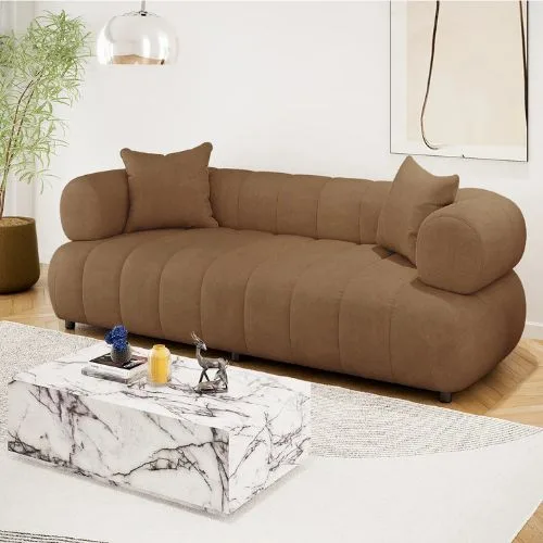 Luxo Living Samira 3 Seater Velvet Sofa in Camel Brown