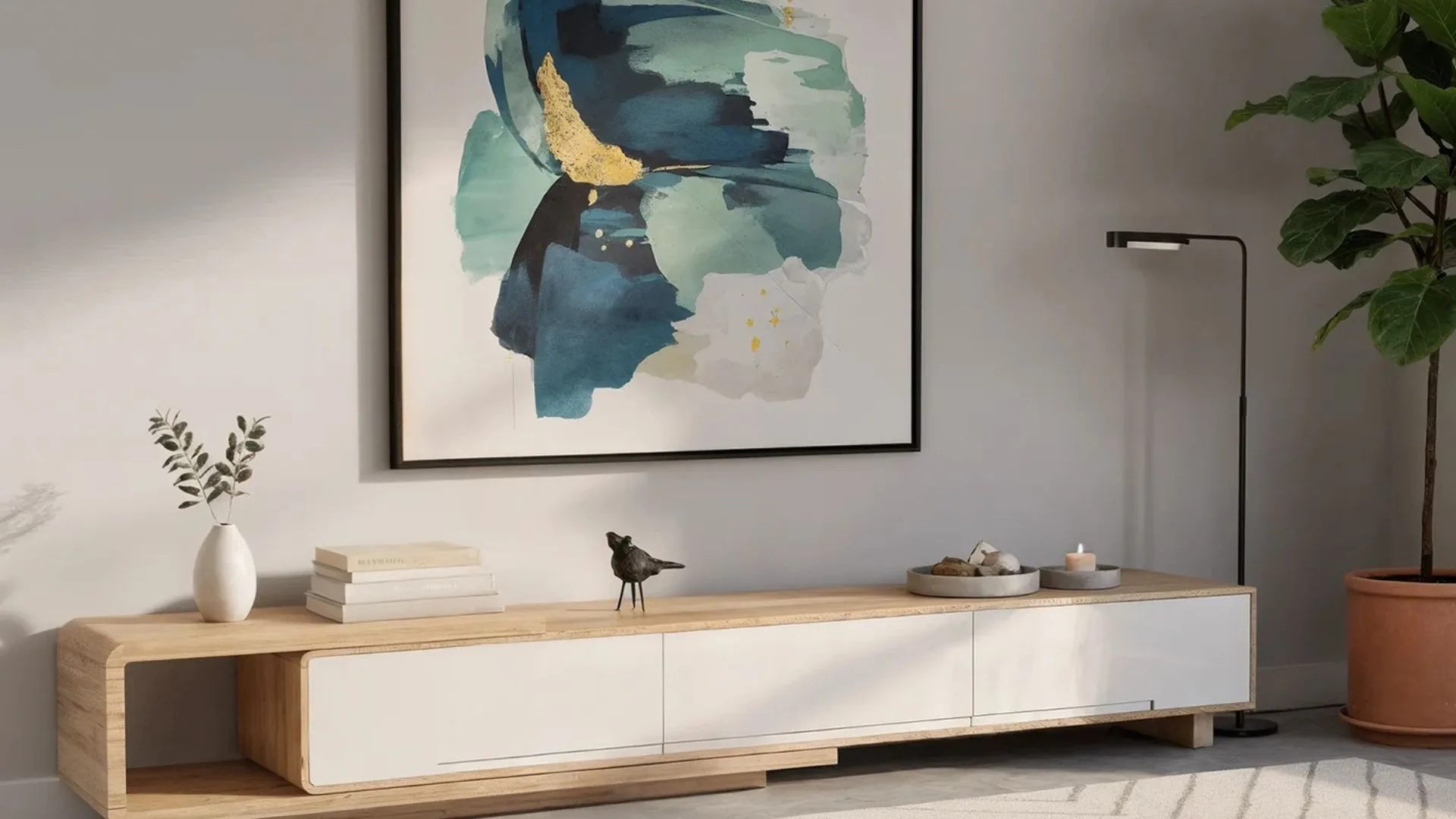 Luxo Living Galya Adjustable Entertainment Storage TV Unit in Oak - affordable furniture online Australia