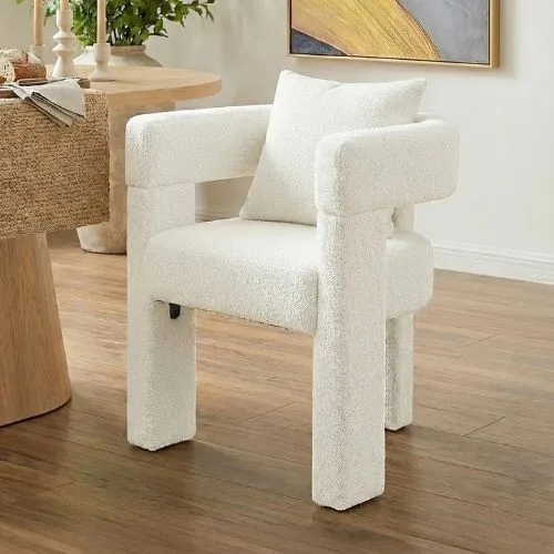 Utah Boucle Curved 3 Legged Accent Chair in Cream - affordable furniture online Australia