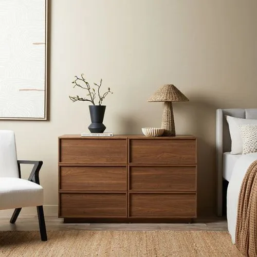 Mocka Osaka Six Drawer - Walnut - affordable furniture online Australia