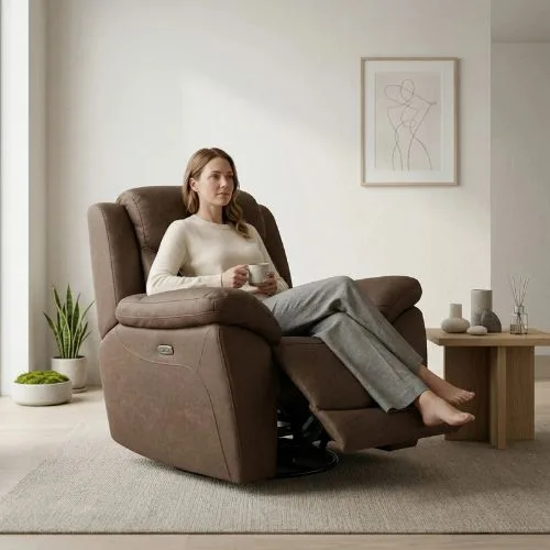 Modulon Fabric Electric Recliner Armchair, Chocolate