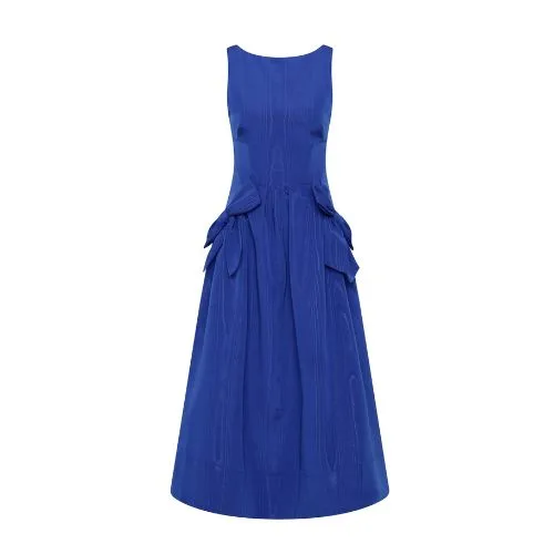 Rebecca Vallance Teles Bow Midi Dress in ultramarine blue