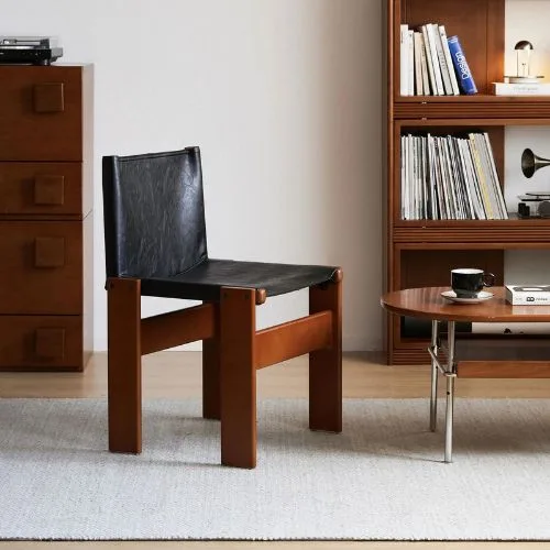 LivingStyles Rolmar Faux Leather & Timber Dining Chair