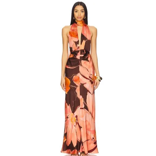 Shona Joy Emerson Halter Neck Maxi Dress in palmero floral
