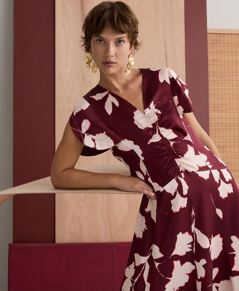Veronika Maine dress in cherry rose colour - wedding guest dresses