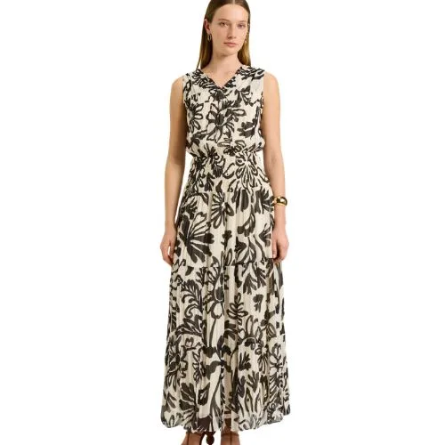 Veronika Maine FILIGREE PRINT CRINKLE MAXI DRESS - wedding guest dresses