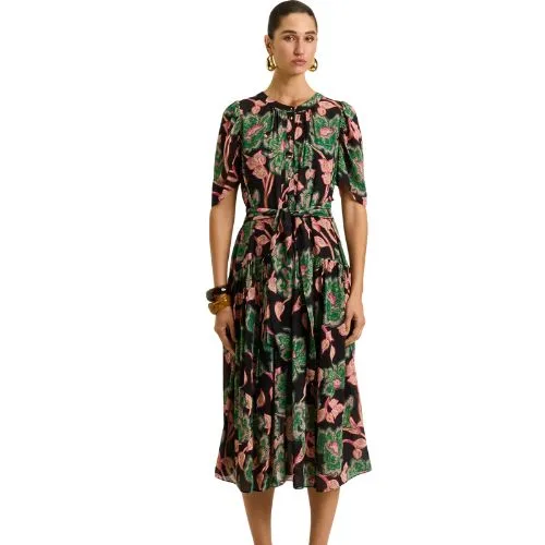 Veronika Maine NOIR BATIK BLOOM GEORGETTE DRESS in multi colour - wedding guest dresses