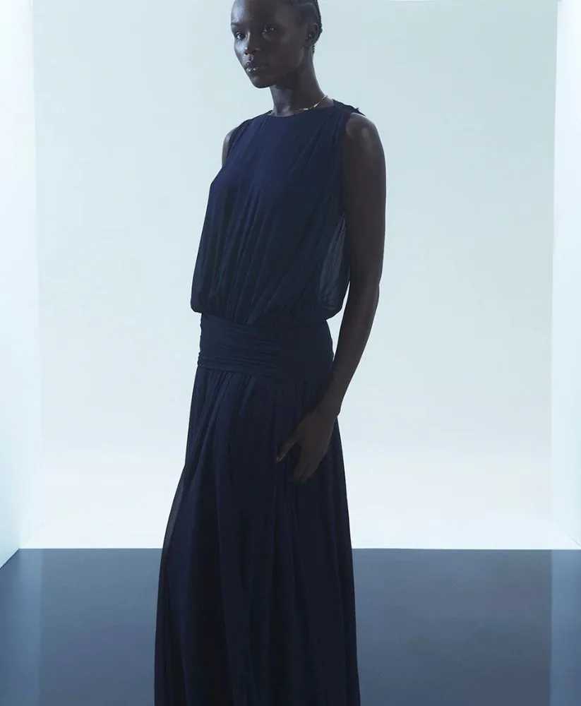 Viktoria & Woods RHONE DROP WAIST DRESS in ink colour - wedding guest dresses