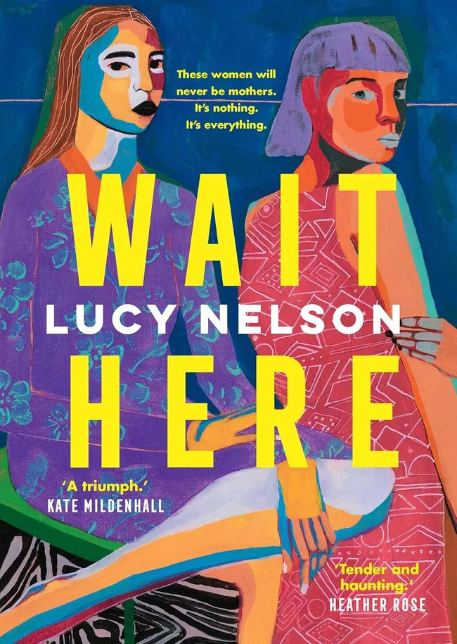 stella prize nominee book cover, colourful painting of two women looking over their shoulders