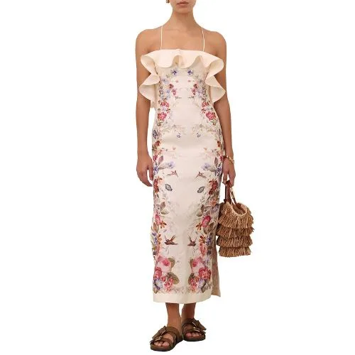 Zimmermann Patience Frill Midi Dress in vanilla floral