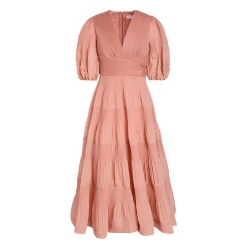 Zimmermann Pleated organza midi dress in antique rose