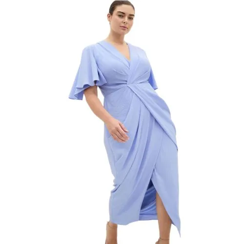 City Chic Braelynn Drape Maxi Dress - sky blue - plus size wedding guest dresses