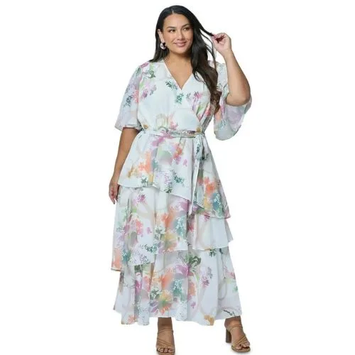 Pink Dusk by Curve Project Hypnotic Maxi Dress in Multi - plus size wedding guest dresses