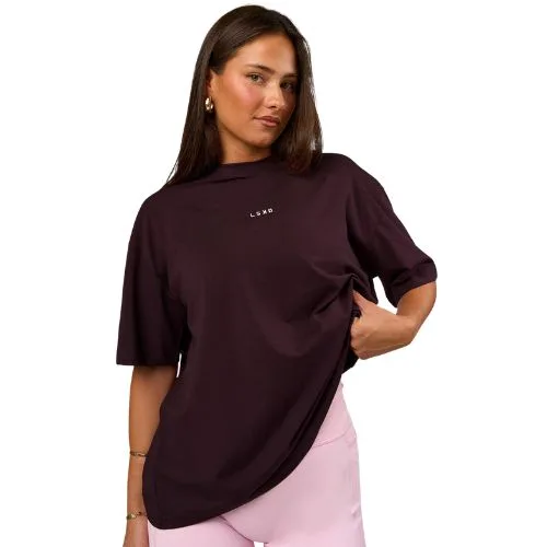 LSKD Go-To FLXCotton Oversized Tee in midnight plum-white - best activewear brands Australia