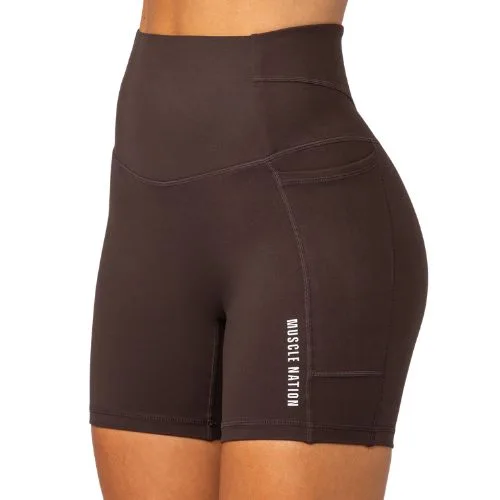 Muscle Nation Unrivalled Everyday Pocket Bike Shorts - cocoa - best activewear brands Australia