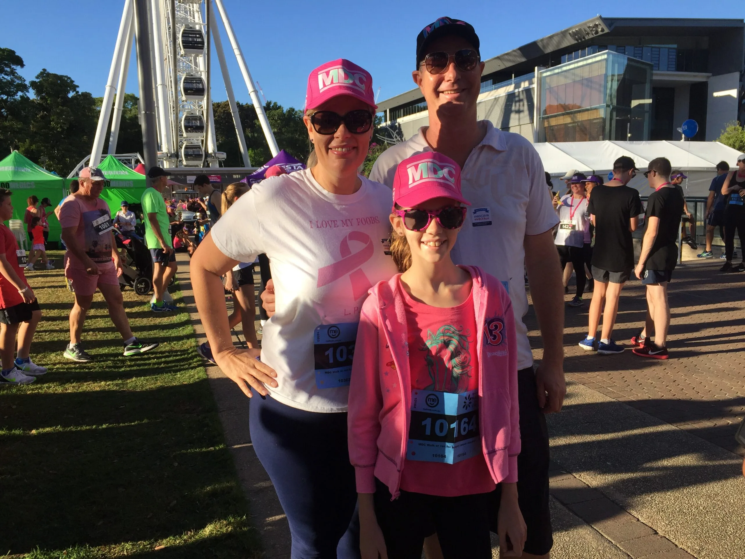 Penny, Lexie and Jim did the Mother's Day Classic together the year after her recovery - and every year since - to raise funds and awareness for breast and ovarian cancer. Photo supplied.