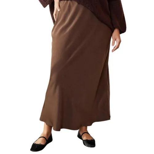 Atmos&Here Curvy Nya Slip Maxi Skirt - chocolate