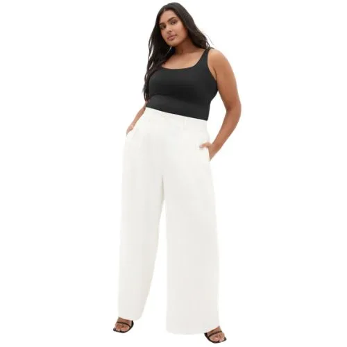 City Chic Abbie Fully Lined Wide Leg Pant - ivory