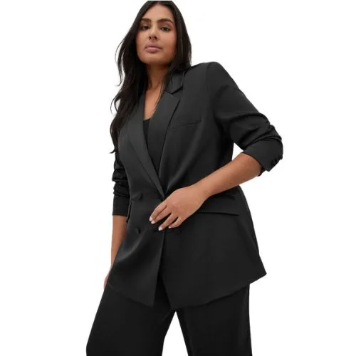 City Chic Rylie Satin Blazer - black - plus size workwear