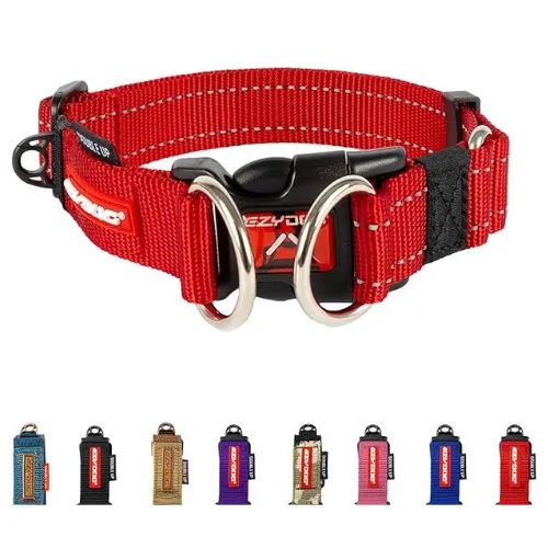 EzyDog Double Up Dog Collar - Premium Nylon Webbing Collars for Dogs - red - dog clothes and accessories