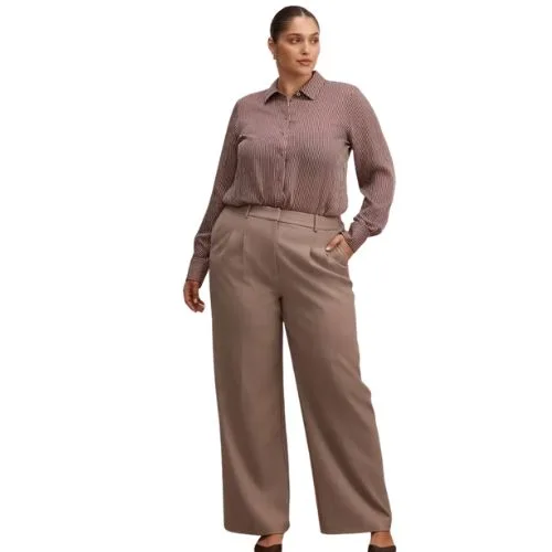 Forever New Curve Solara Curve Stripe Shirt - burgundy stripe