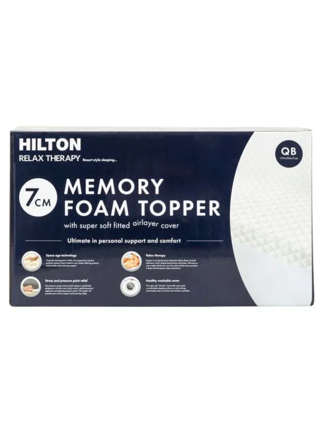 Hilton Relax Therapy 7cm Memory Foam Mattress Topper