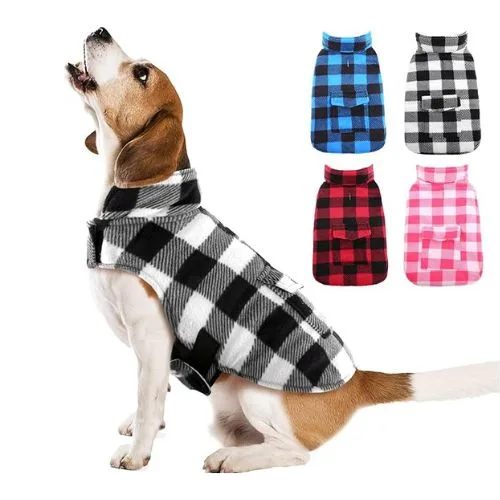 Kuoser Winter Coat, Windproof Fleece Jacket British Style Plaid Cold Weather Vest