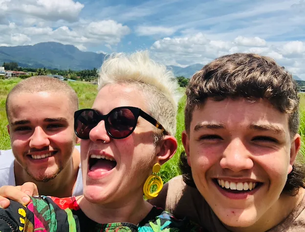 Katie Noonan with her sons Dexter and Jonah