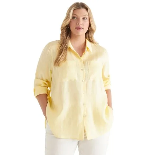 Sussan LINEN EVERYDAY SHIRT in butter cream - plus size workwear