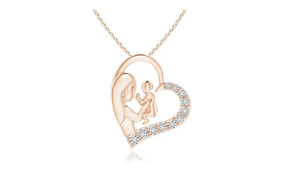 Diamond Heart Mother & Baby Pendant