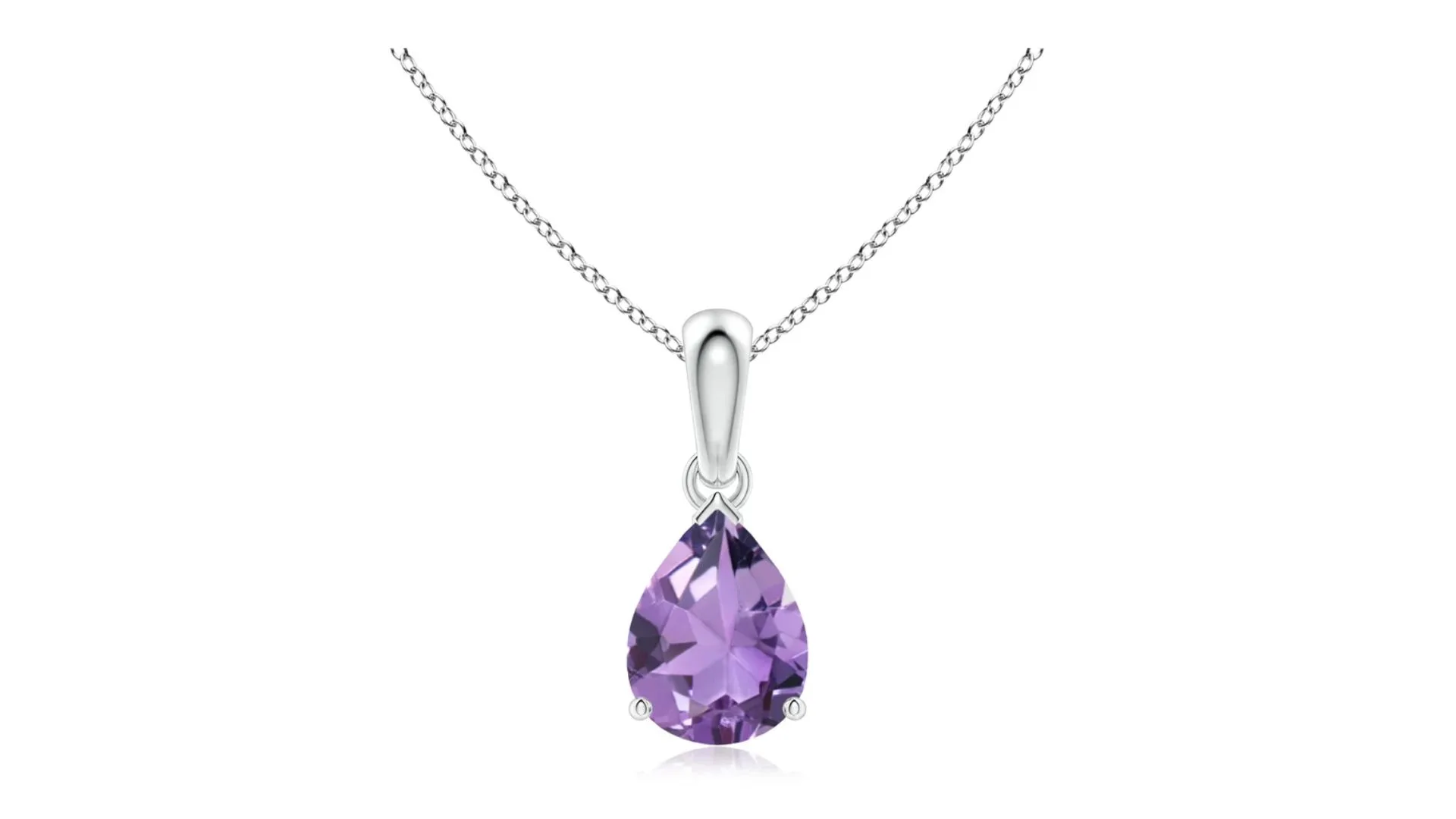 Angara Prong-Set Pear Amethyst Solitaire Pendant - milestone jewellery gifts