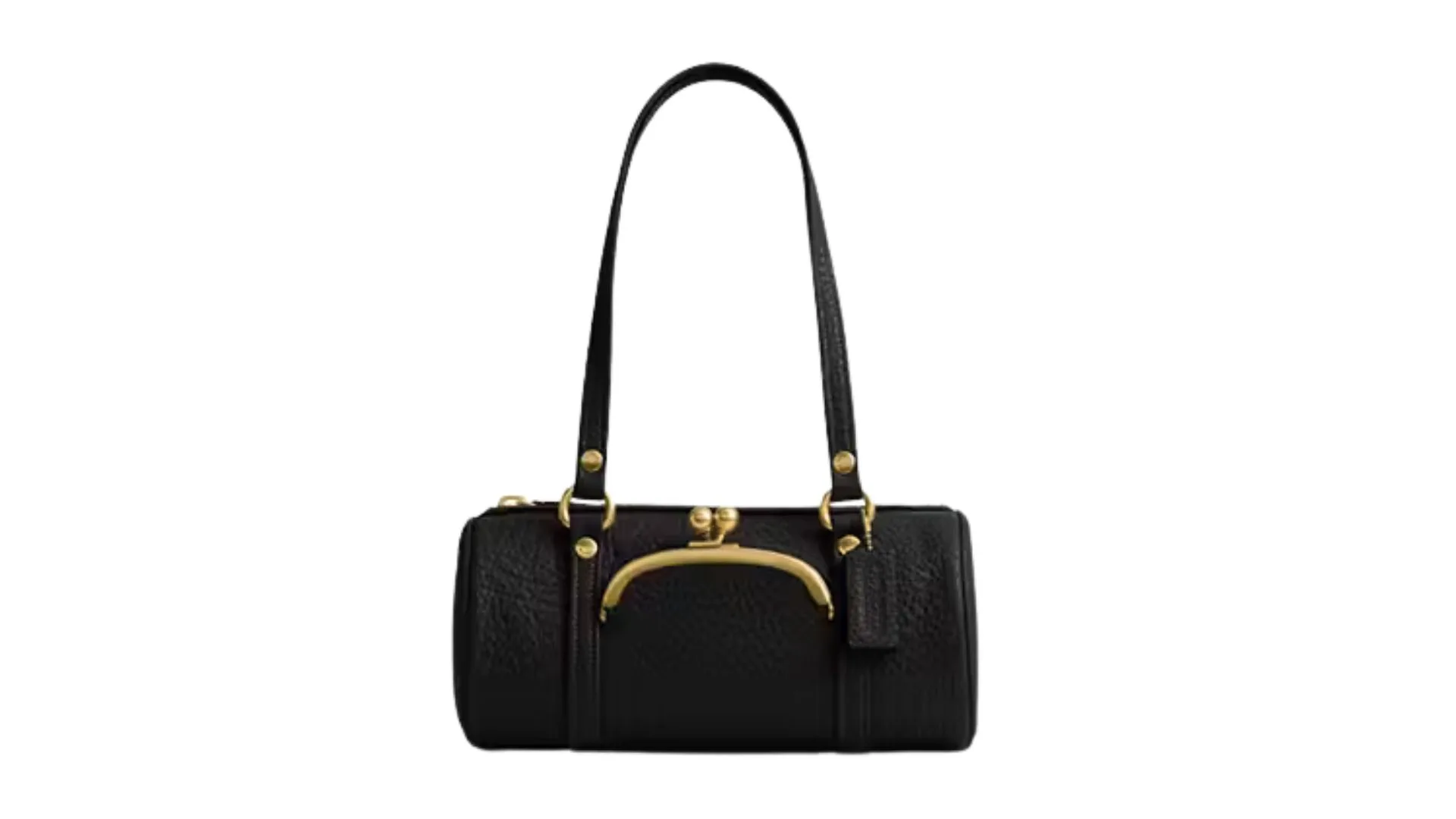 Coach Kisslock Barrel Bag 28 - brass/black - pebbled leather bag