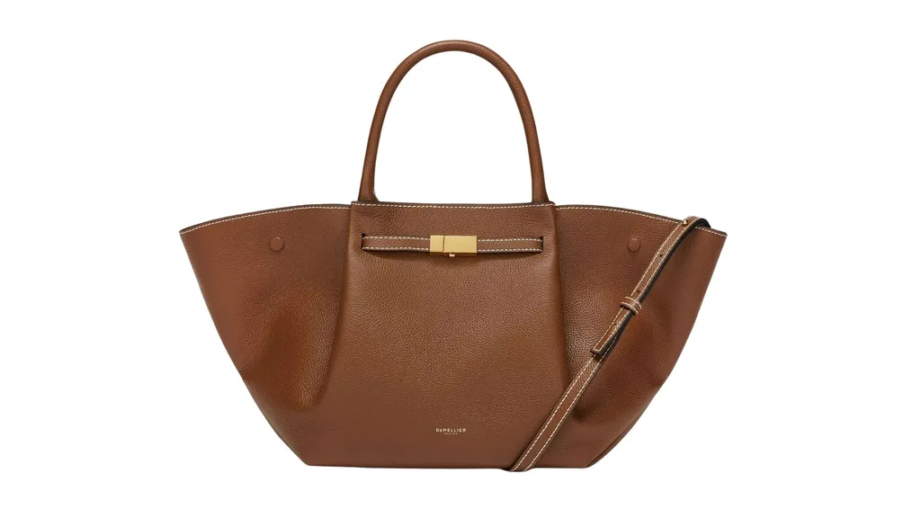 DeMellier The Midi New York - tan small grain ecru stitching