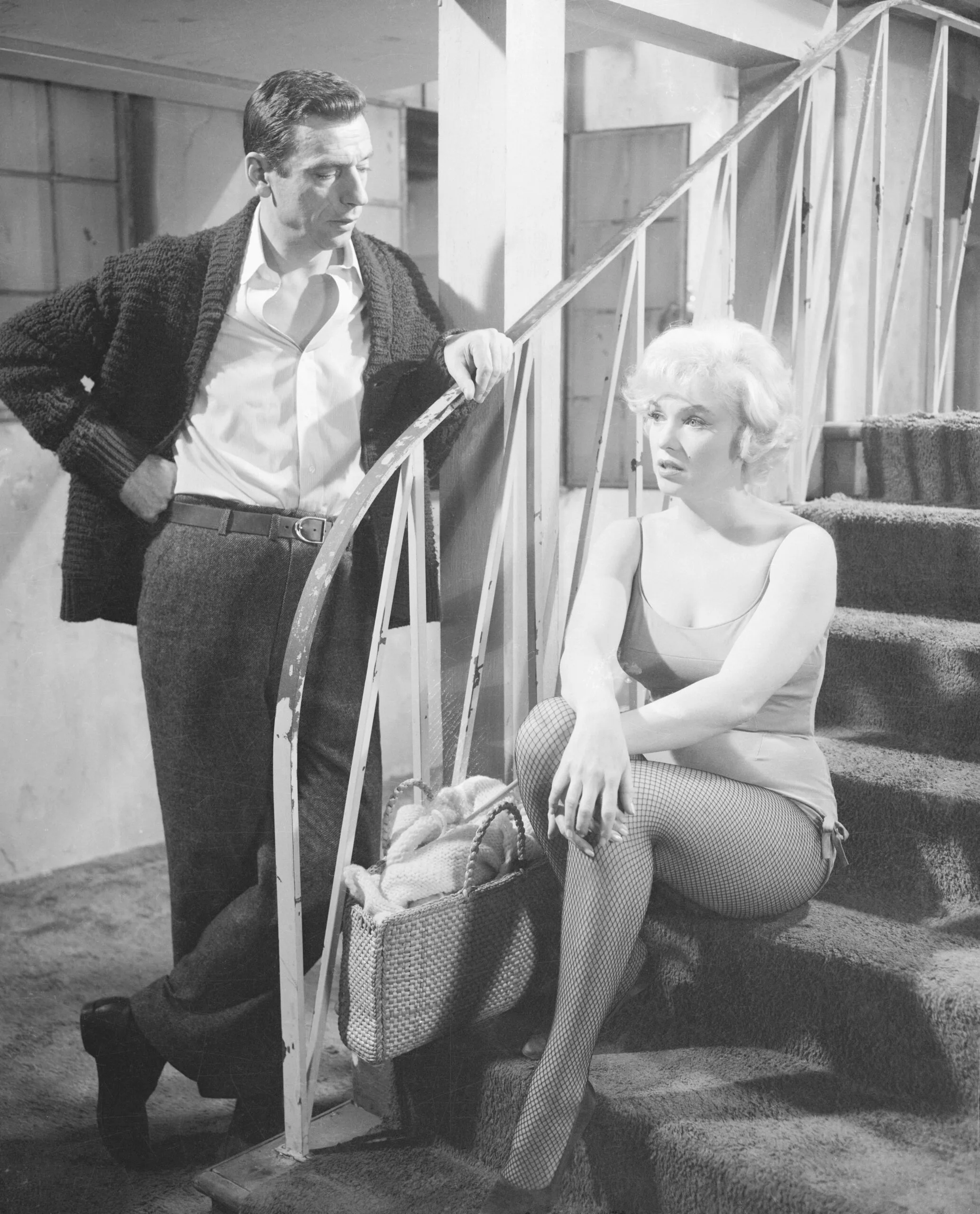 Marilyn Monroe and Yves Montand as Amanda Dell and Jean-Marc Clement in the comedy Let's Make Love. Released in 1960.