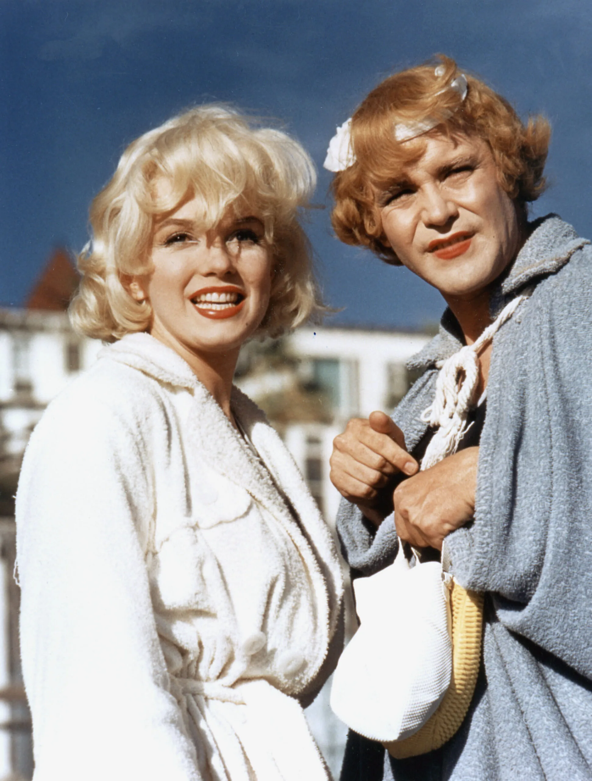 (Original Caption) Marilyn Monroe and Jack Lemmon on the set of 'Some like It Hot', by Billy Wilder. (Photo by Sunset Boulevard/Corbis via Getty Images)