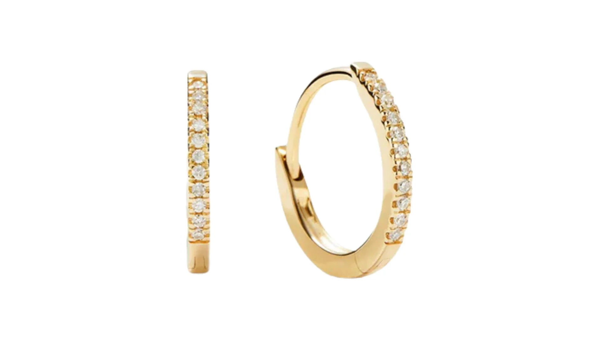 Mejuri Pav&eacute; Diamond Huggie Hoops - 14k yellow gold, natural diamond - milestone jewellery gifts