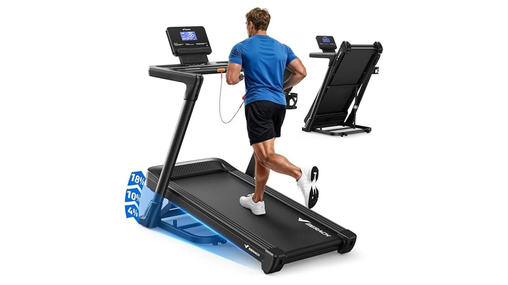 MERACH Running Treadmill with 18% Auto Incline