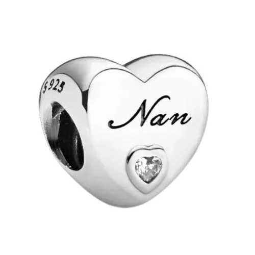 Pandora Nan heart charm - silver